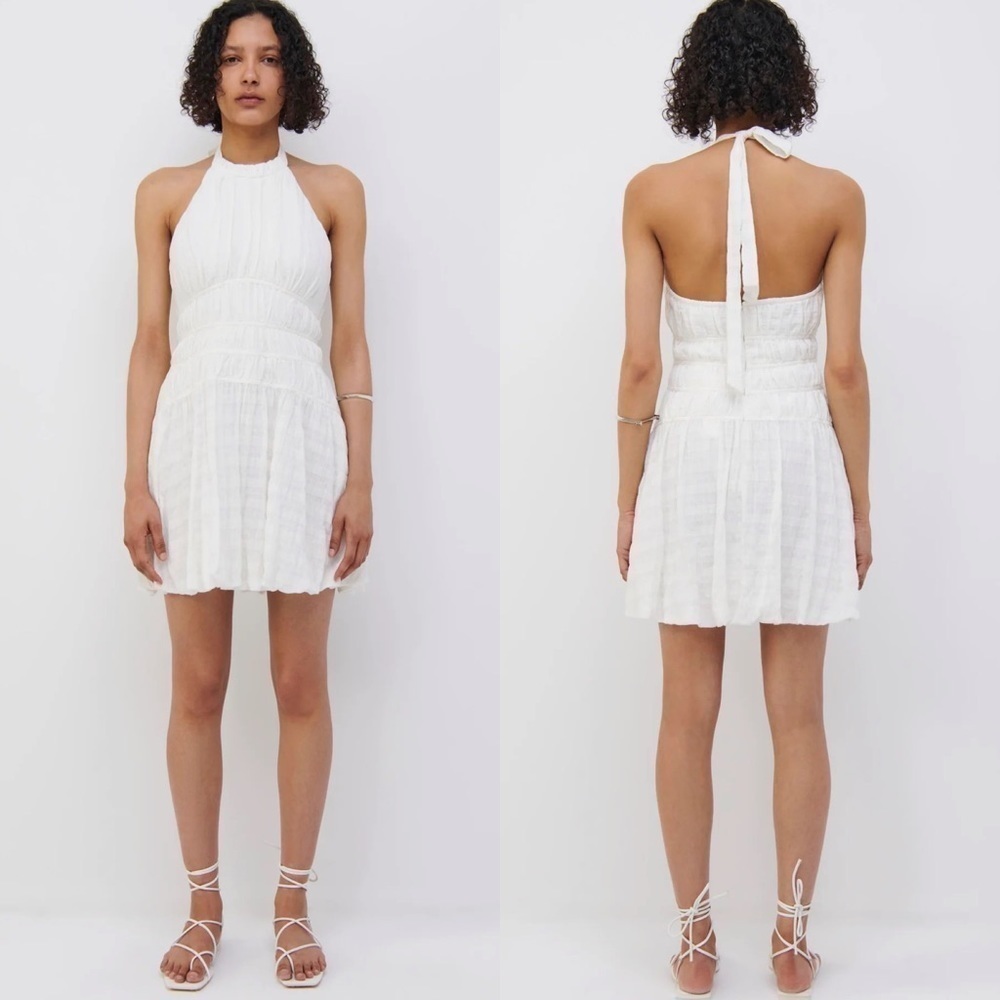 NWT Jonathan Simkhai White Halter Mini Dress
